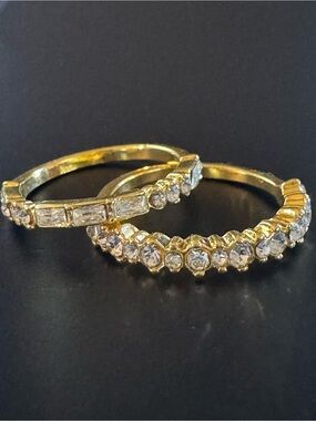 Gold Tone CZ Crystal Stacking Ring Set Size 6.5 – 2 Rings